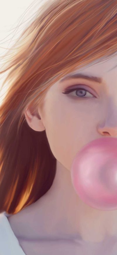 Fond d'écran iPhone Girl Blowing Bubble Gum