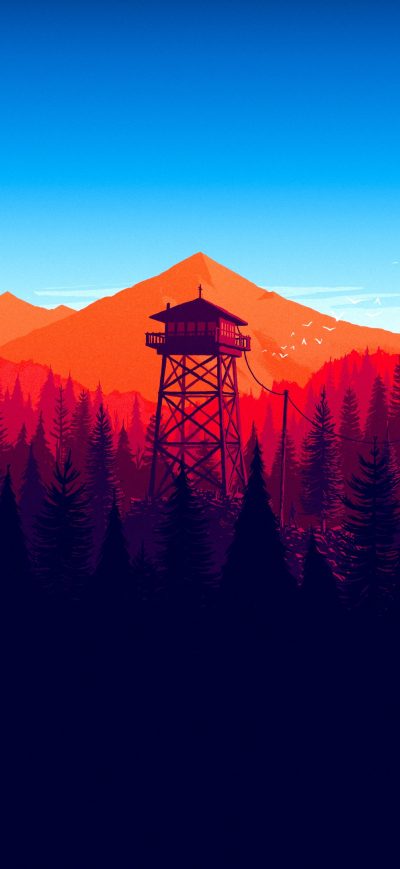 Fond d'écran iPhone Firewatch Forest Mountains Minimalism 4k