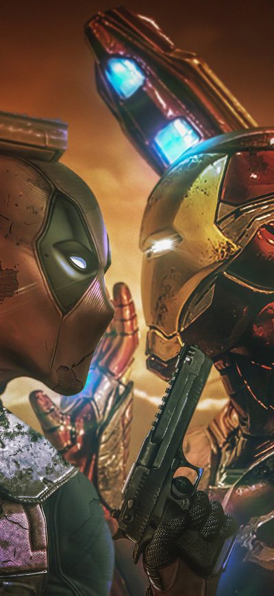 Fond d'écran iPhone Deadpool Vs Iron Man 4k