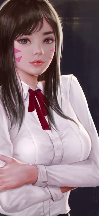 Fond d'écran iPhone Dva Overwatch Fanart 5k