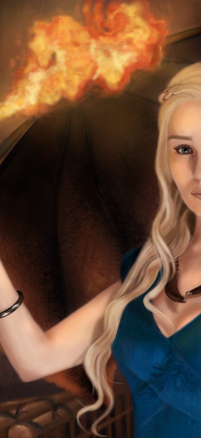 Fond d'écran iPhone Emilia Clarke With Dragons