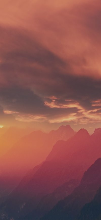 Fond d'écran iPhone Fog Landscape Mountains Sunset 8k