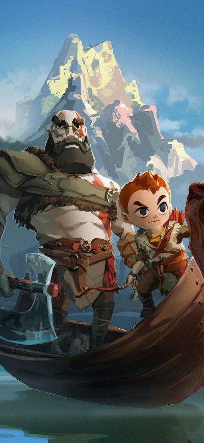 Fond d'écran iPhone Kratos And Atreus God Of War Art 4k
