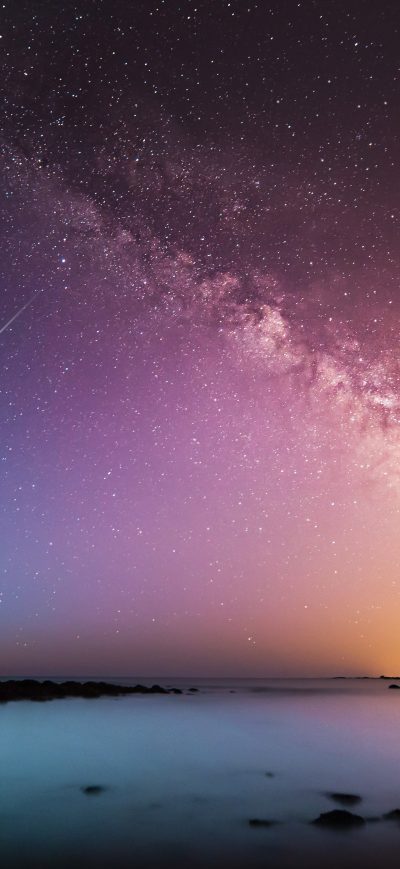 Fond d'écran iPhone Shooting Star Rye Milky Way Above Body Of Water 5k