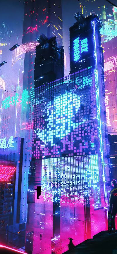 Fond d'écran iPhone Colorful Neon City 4k