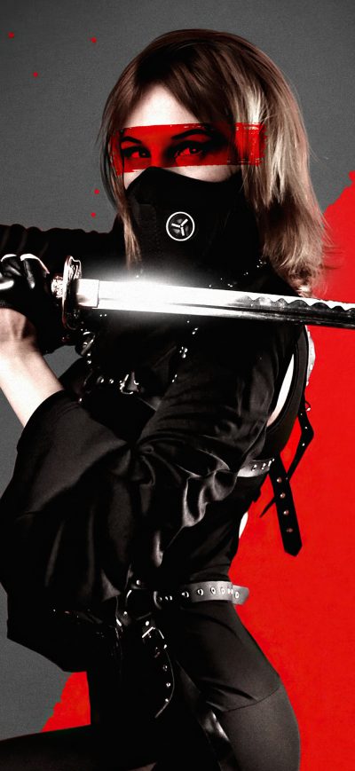 Fond d'écran iPhone Ninja Girl With Sword Black Dress