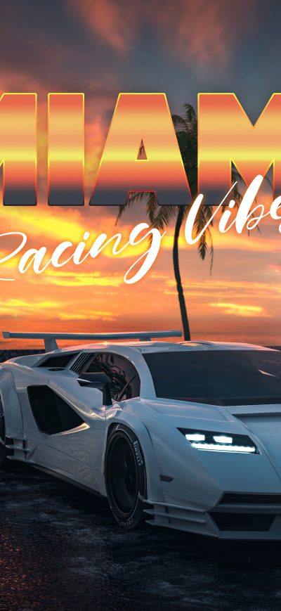 Fond d'écran iPhone Lamborghini Countach Miami Vibes