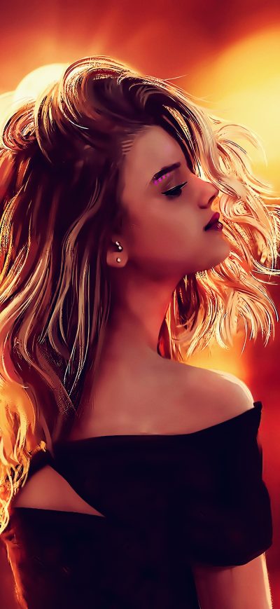 Fond d'écran iPhone Long Blonde Hair Artwork 4k