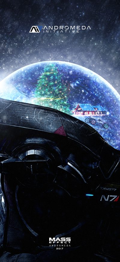 Fond d'écran iPhone Mass Effect Andromeda Christmas 4k