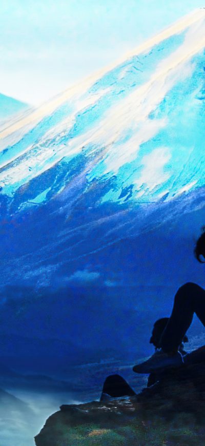Fond d'écran iPhone Alone Boy Sitting At Mountain Cliff 4k