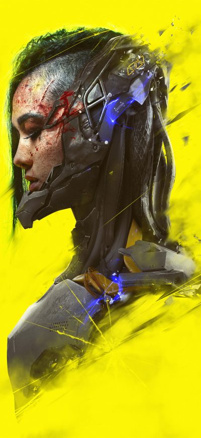 Fond d'écran iPhone Cyberpunk Girl Face 4k