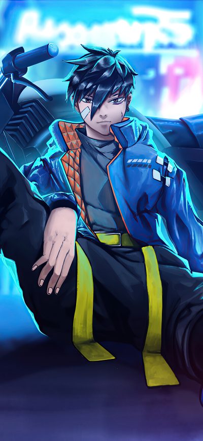 Fond d'écran iPhone Neon City Biker Boy 4k