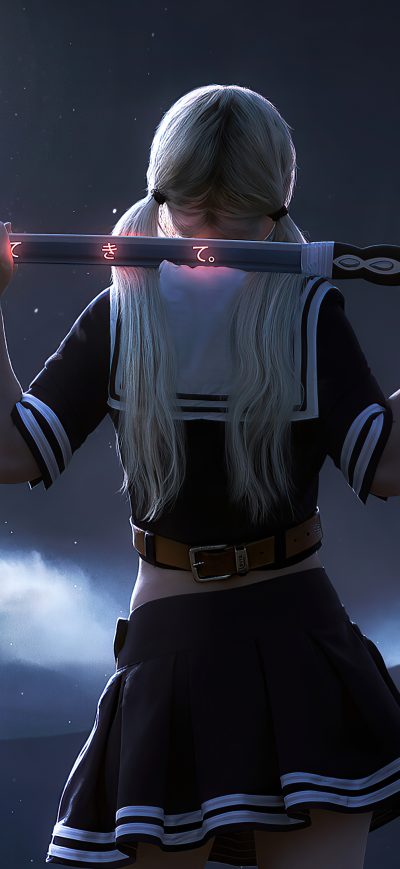 Fond d'écran iPhone Samurai Sword Girl 4k