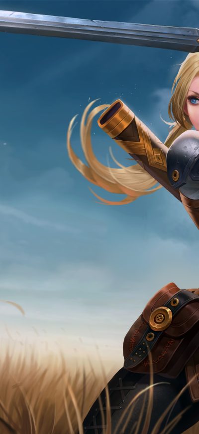 Fond d'écran iPhone Blue Eyes Girl Sword Woman Warrior