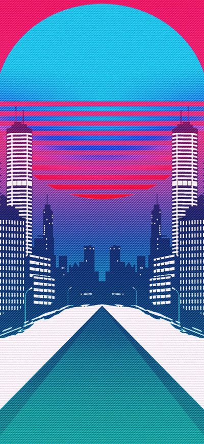 Fond d'écran iPhone Retro Cityscape 4k
