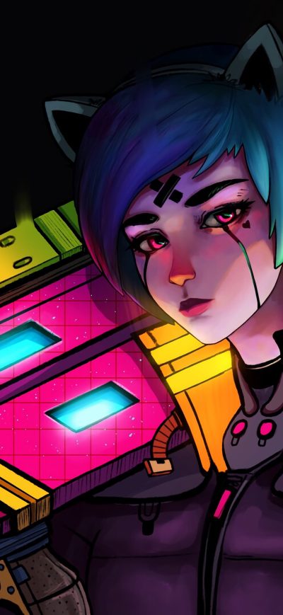 Fond d'écran iPhone Cyberpunk Steroe Girl