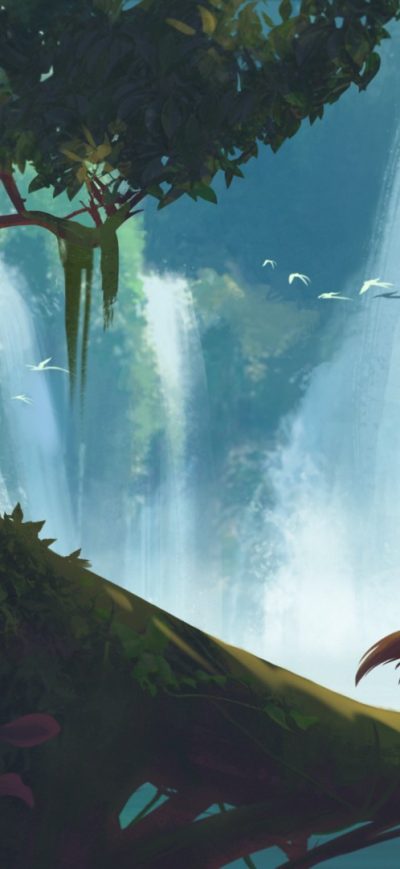 Fond d'écran iPhone Girl Waterfall Fantasy Art