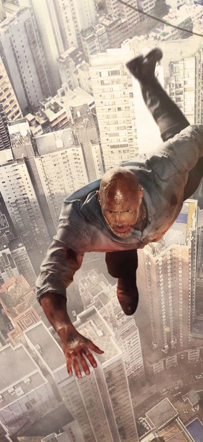 Fond d'écran iPhone Dwayne Johnson Jumping Buildings 4k