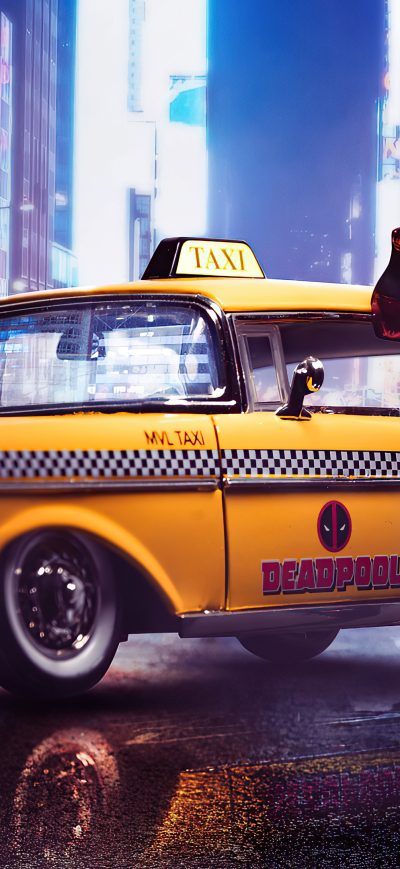 Fond d'écran iPhone Deadpool Taxi 4k
