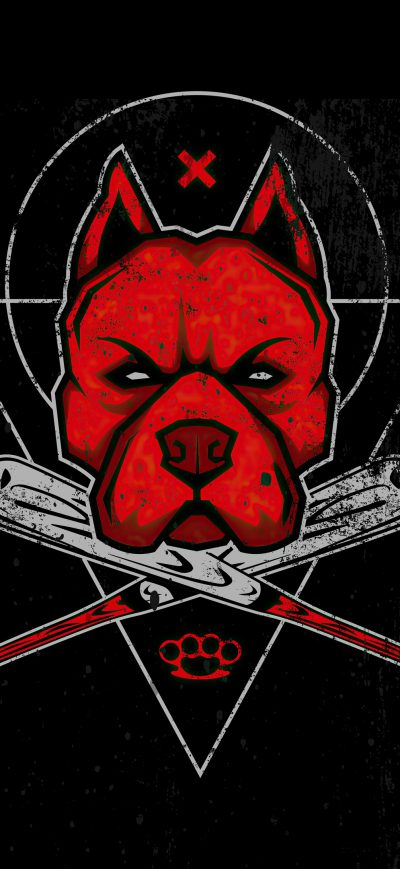 Fond d'écran iPhone Red Pitbull Face Minimalist 4k