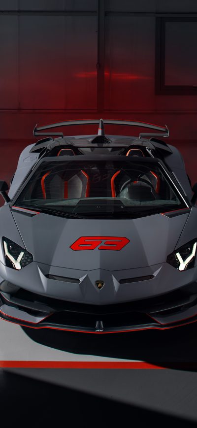 Fond d'écran iPhone 2020 Lamborghini Aventador SVJ 63 Roadster Front View