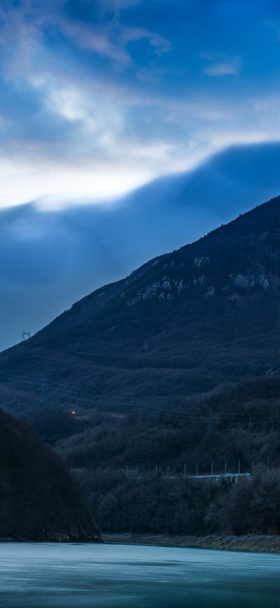 Fond d'écran iPhone Mountains River Blue Landscape 4k