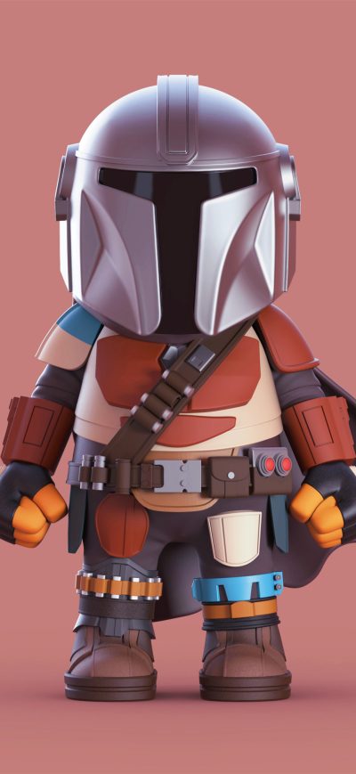 Fond d'écran Chibi Mandalorian 4k sur iPhone