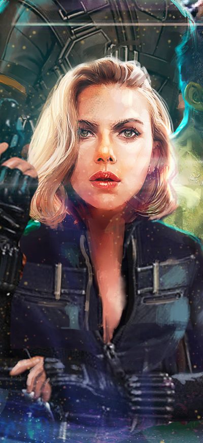 Fond d'écran iPhone Thor Black Widow Hulk In Avengers Infinity War Artwork 2018