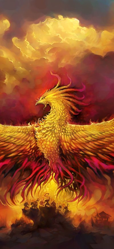 Fond d'écran Fiery Phoenix sur iPhone