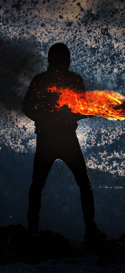 Fond d'écran Man With Fire sur iPhone
