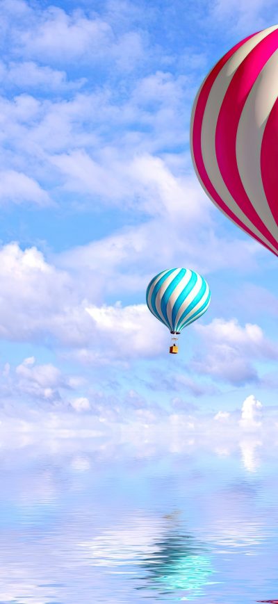 Fond d'écran iPhone Hot Air Balloon People Illustrator 4k