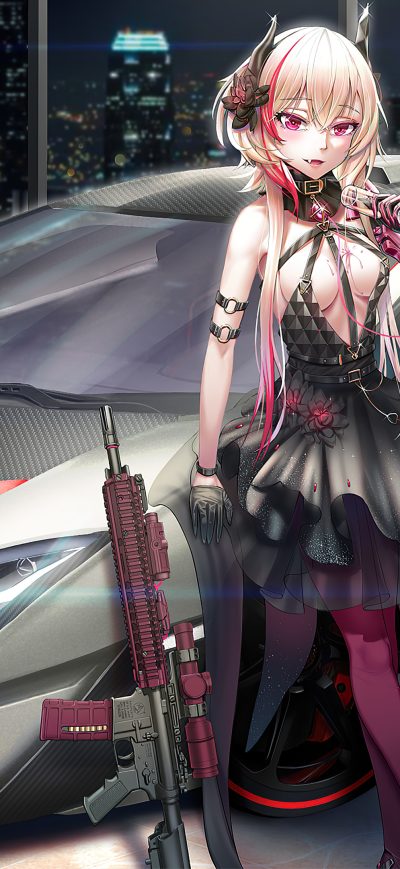 Fond d'écran Lamborghini Rider Anime Girl 4k sur iPhone