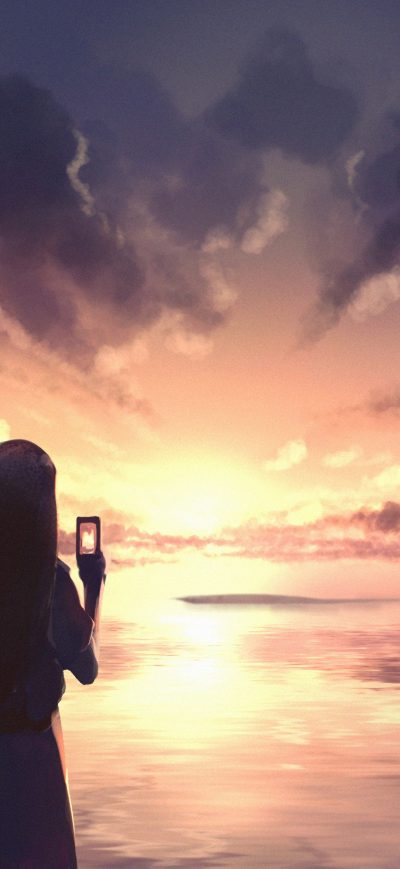 Fond d'écran iPhone Evening Selfie Anime 4k