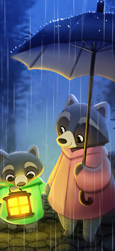 Fond d'écran iPhone Pandas In Rain