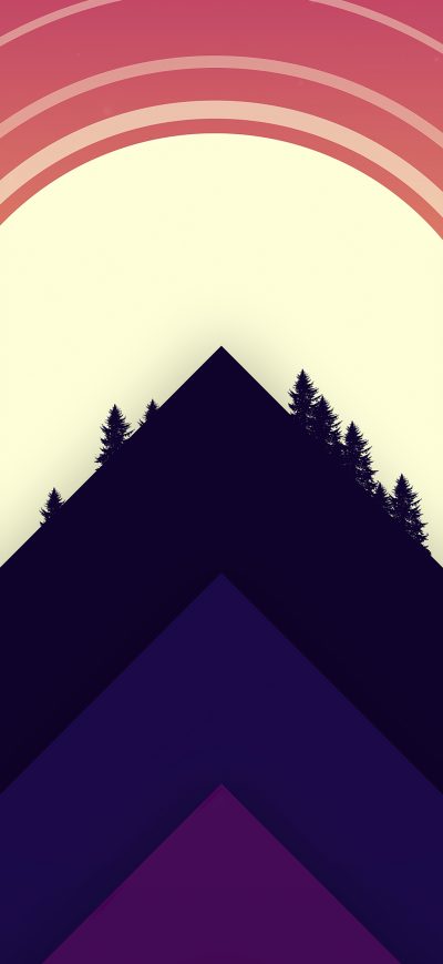 Fond d'écran iPhone Minimal Sun Mountains 5k