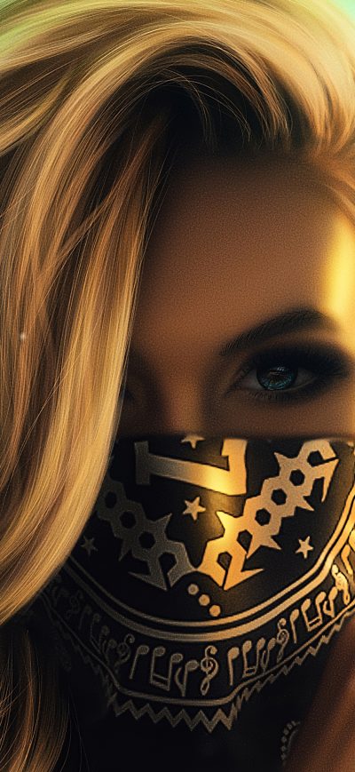 Fond d'écran iPhone Blonde Girl Face Mask 4k