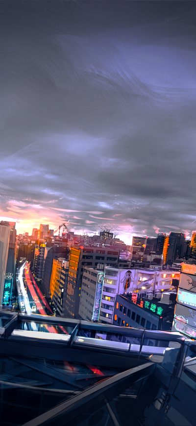Fond d'écran iPhone Cyberpunk Cityscape