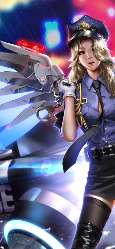 Fond d'écran iPhone Police Girl Mercy Overwatch 2018 HD