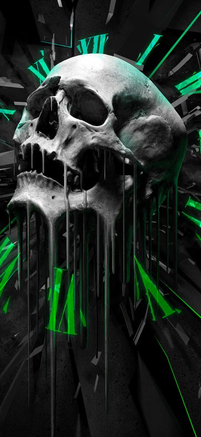 Fond d'écran iPhone Abstract Skull Clock