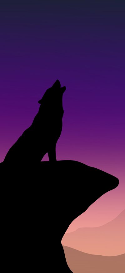 Fond d'écran iPhone Howling Wolf Minimalism 4k