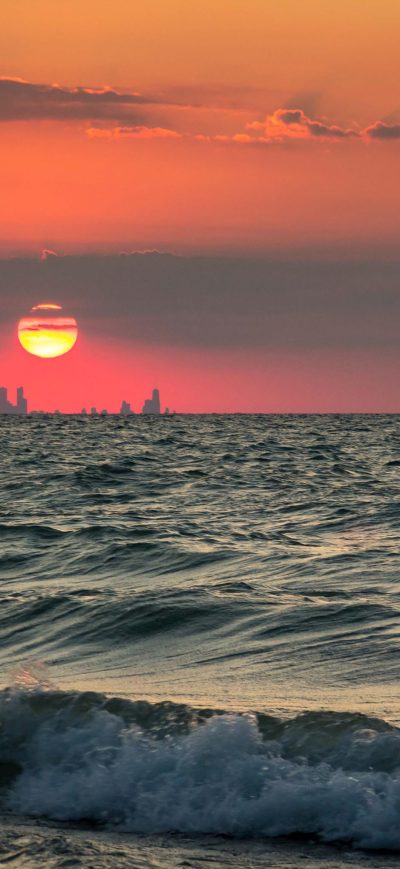 Fond d'écran iPhone Skyline Lake Sea 4k