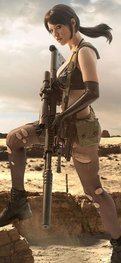Fond d'écran iPhone Metal Gear Solid Quiet Cosplay 4k
