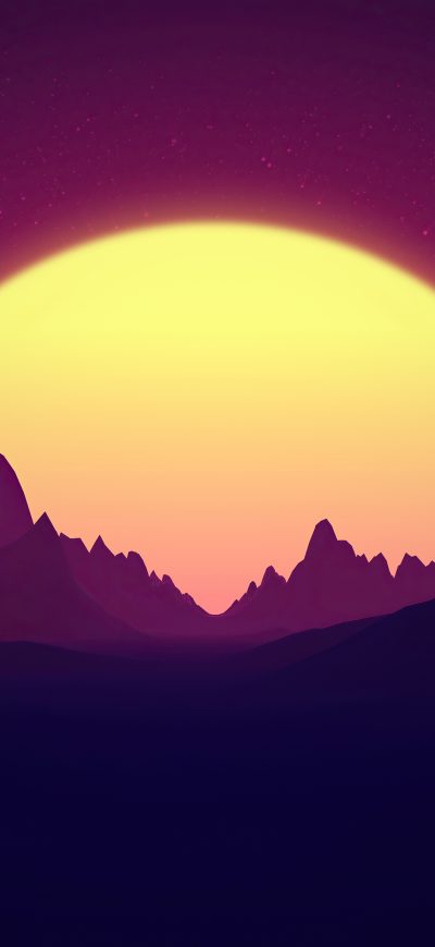 Fond d'écran iPhone Retro Sunrise Mountains 5k