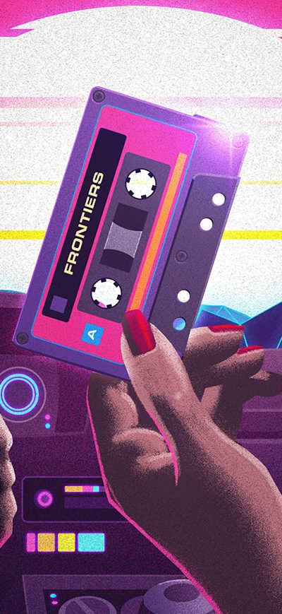 Fond d'écran iPhone Play This Casette Retrowave