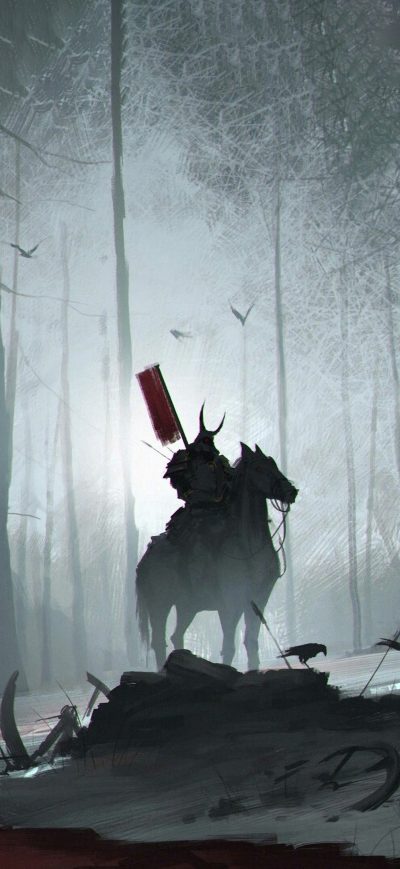 Fond d'écran iPhone Forest Samurai 4k