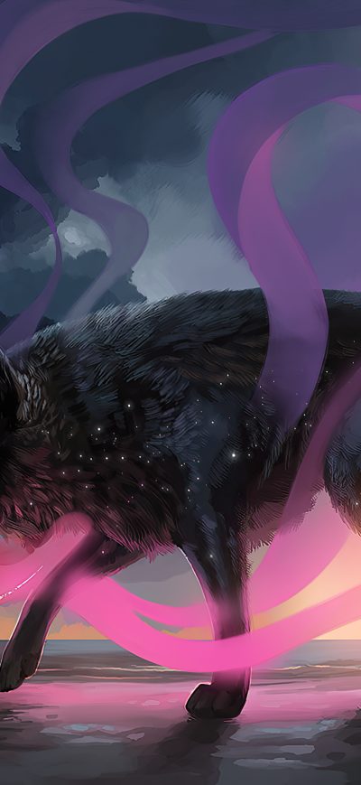 Fond d'écran iPhone Magical Wolf Dream 4k