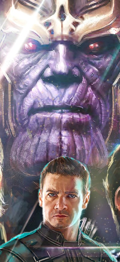 Fond d'écran iPhone Thanos Iron Man Captain America Hawkeye In Avengers Infinity War Artwork