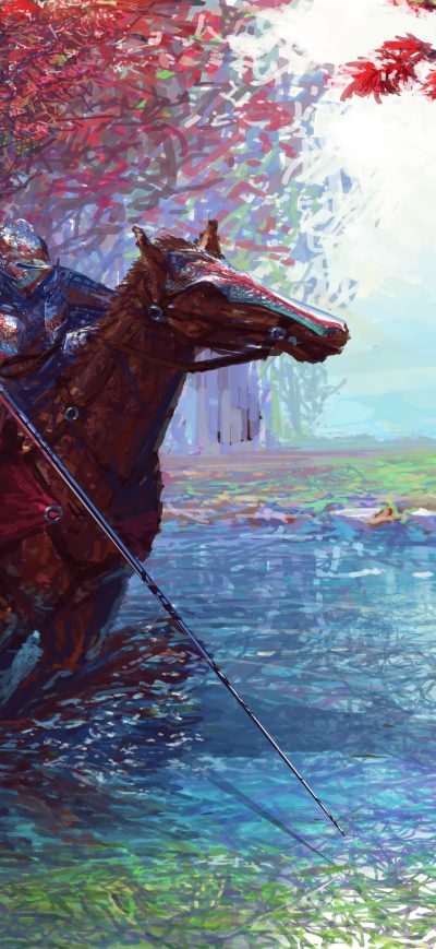 Fond d'écran iPhone Knight On Horse With Sword 5k