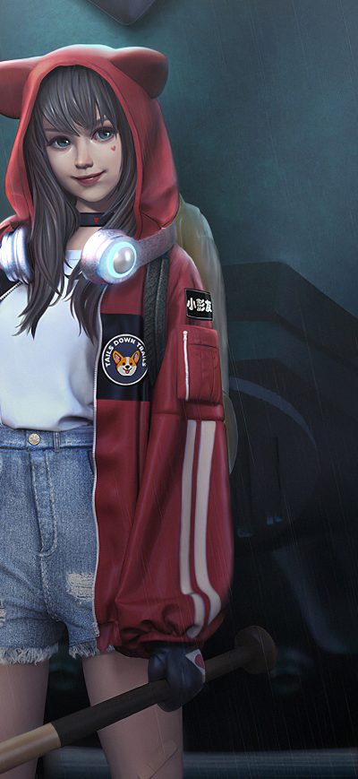 Fond d'écran iPhone Girl With Baseball Hoodie