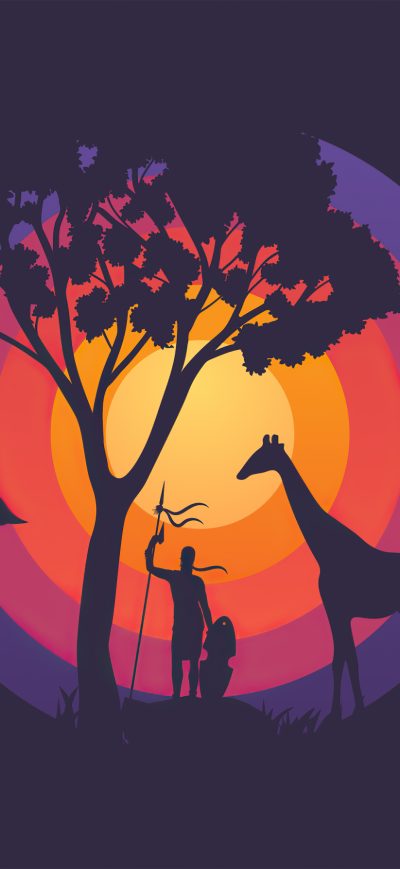 Fond d'écran iPhone Tree Giraffe Minimalism
